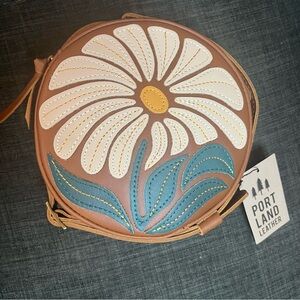 Portland Leather Goods Daisy Circle Bag 7” Honey Wildflower NWT Bag